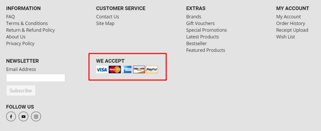 How to Change Payment Icons at Footer – UniCart Support Center