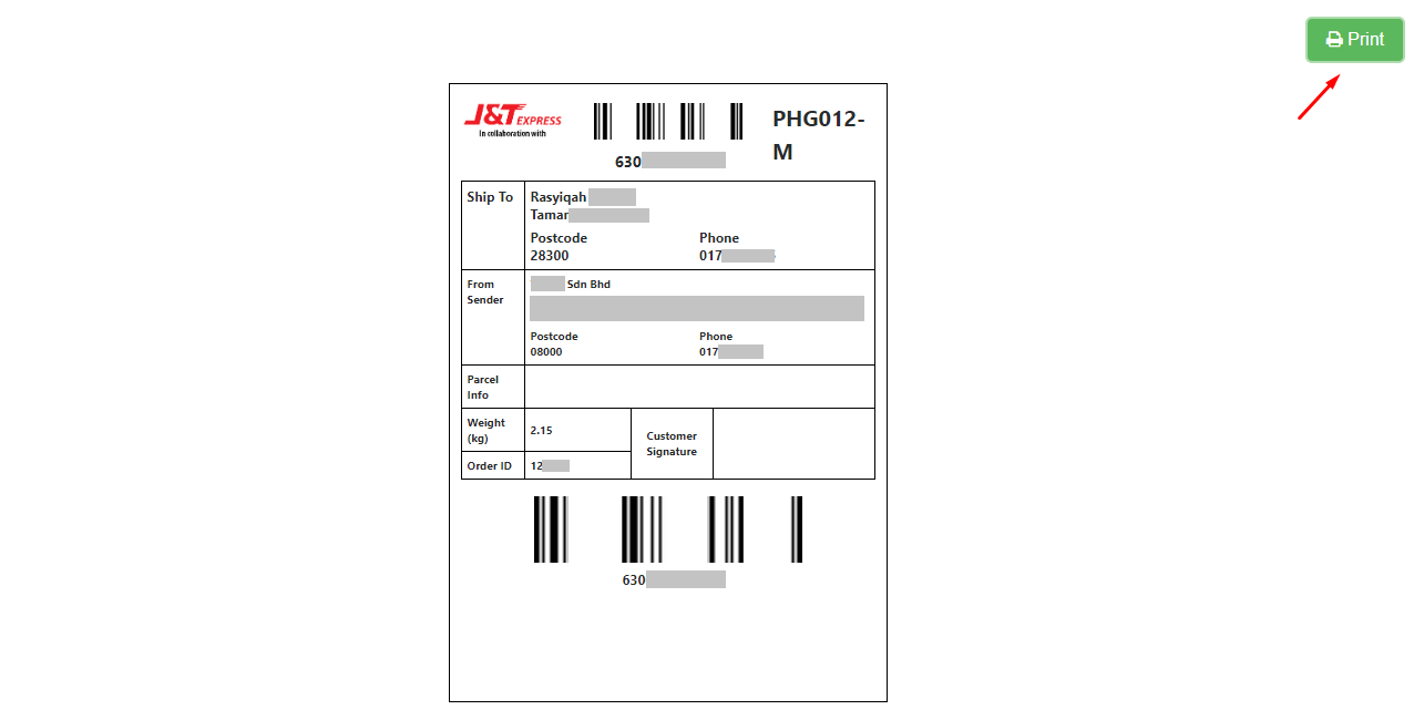 How To Print J T Shipping Label Unicart Support Center