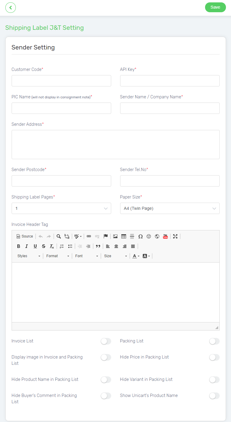 How To Print J T Shipping Label Unicart Support Center