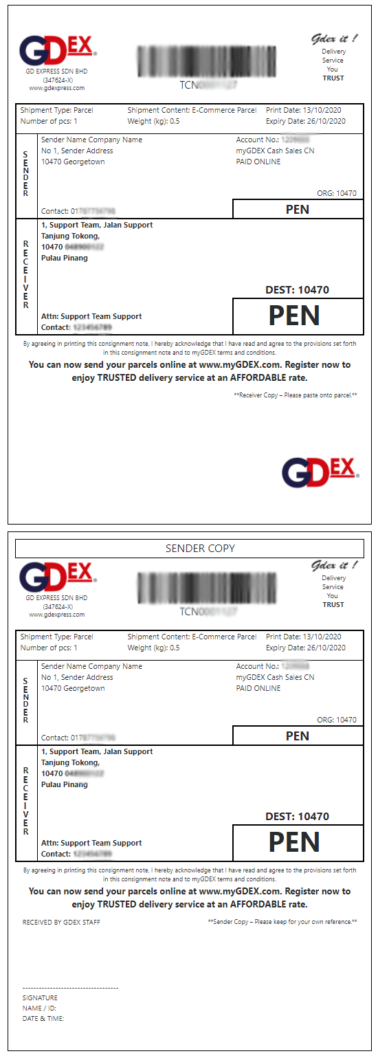 How To Print Gdex Shipping Label Unicart Support Center
